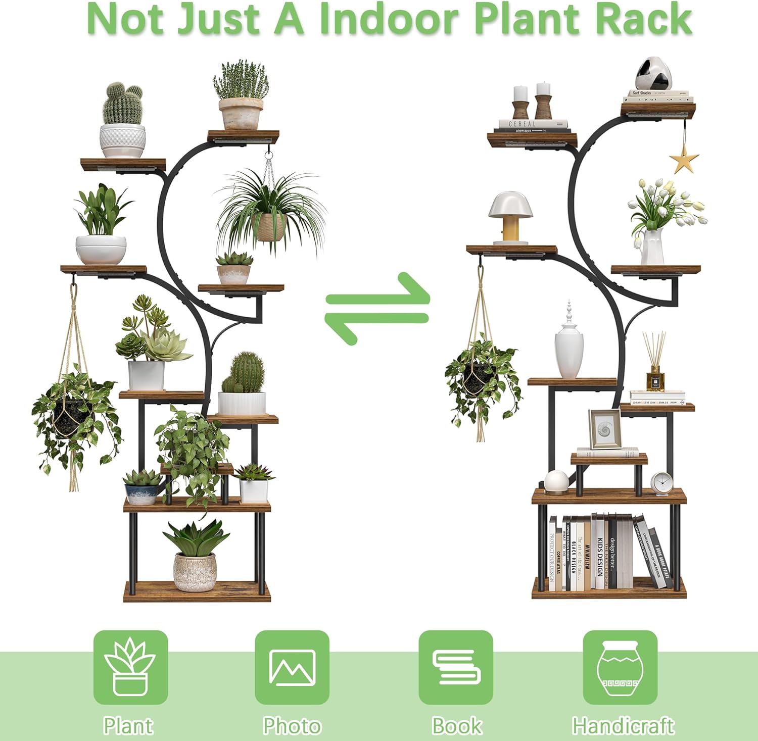 VECELO 66.1" Tall Plant Stand Indoor with Grow Lights