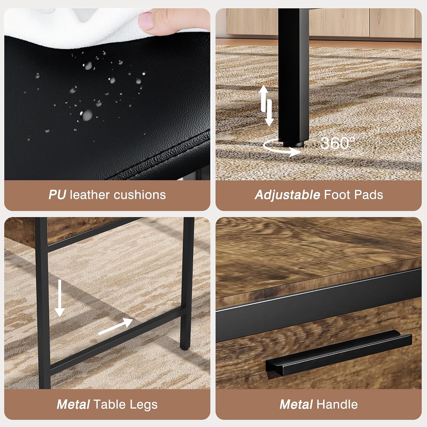 VECELO 65" Dining Table Set for 4-6