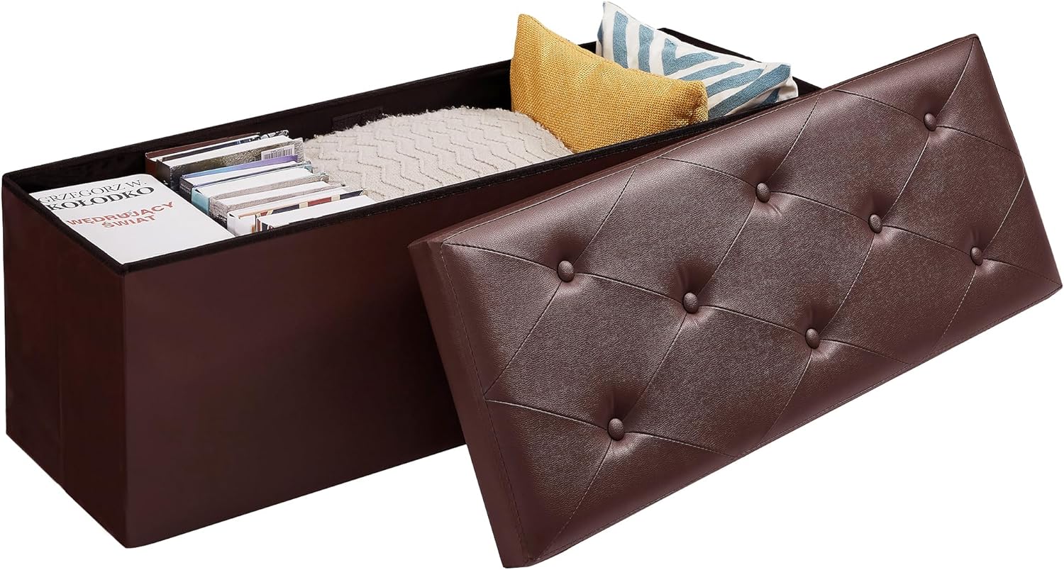 VECELO Storage Ottoman Bench End of Bed 43'' Footstool Footrest Stool Shoestool for Bedroom Hallway Entraway Living Room