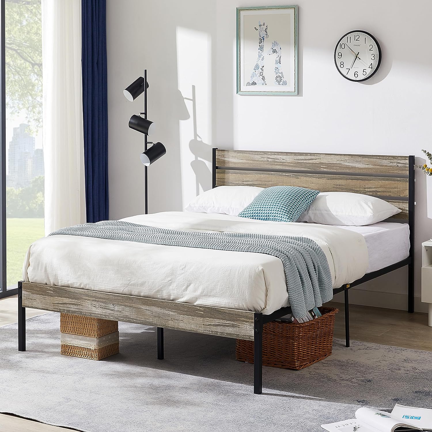Industrial wood headboard deals