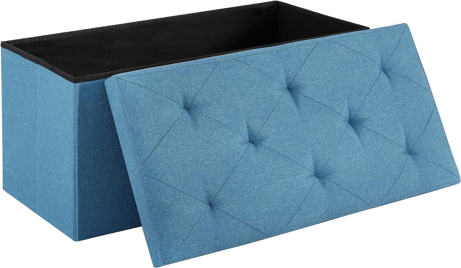 VECELO Folding Storage Ottoman Bench, Storage Chest, Linen Fabric
