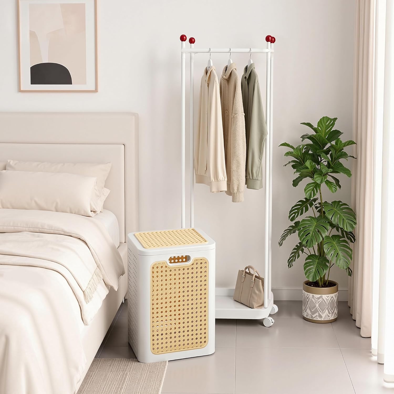 VECELO Laundry Hamper with Clothes Rack