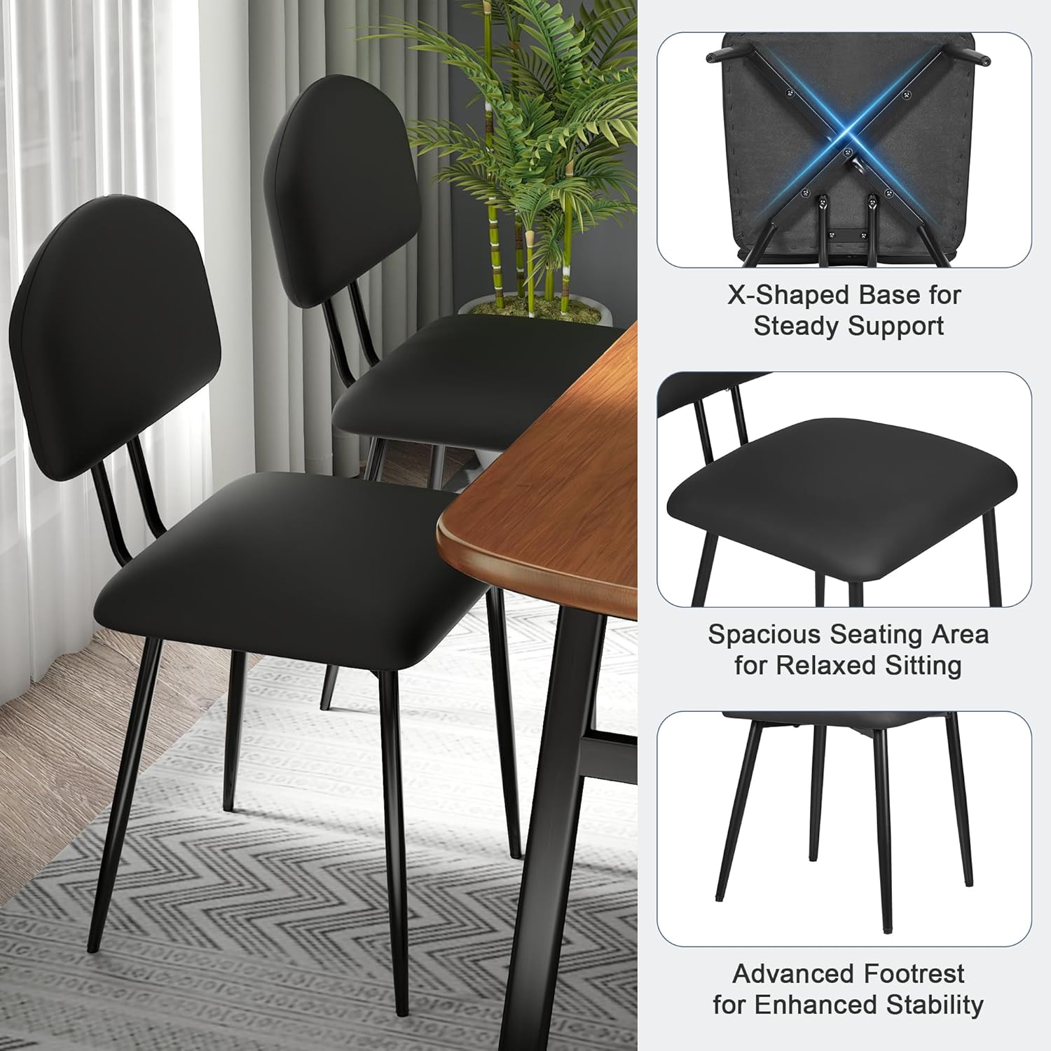 VECELO Dining Chairs Set of 2