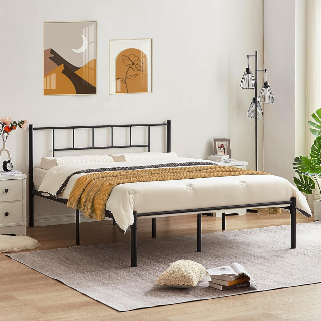 VECELO Bed Frame, 14 Inch Metal Platform with Headboard, Heavy Duty St