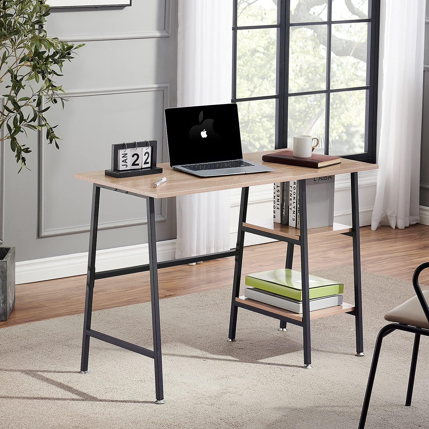 Writing computer desk laptop table white shop trestle home office desk study reading