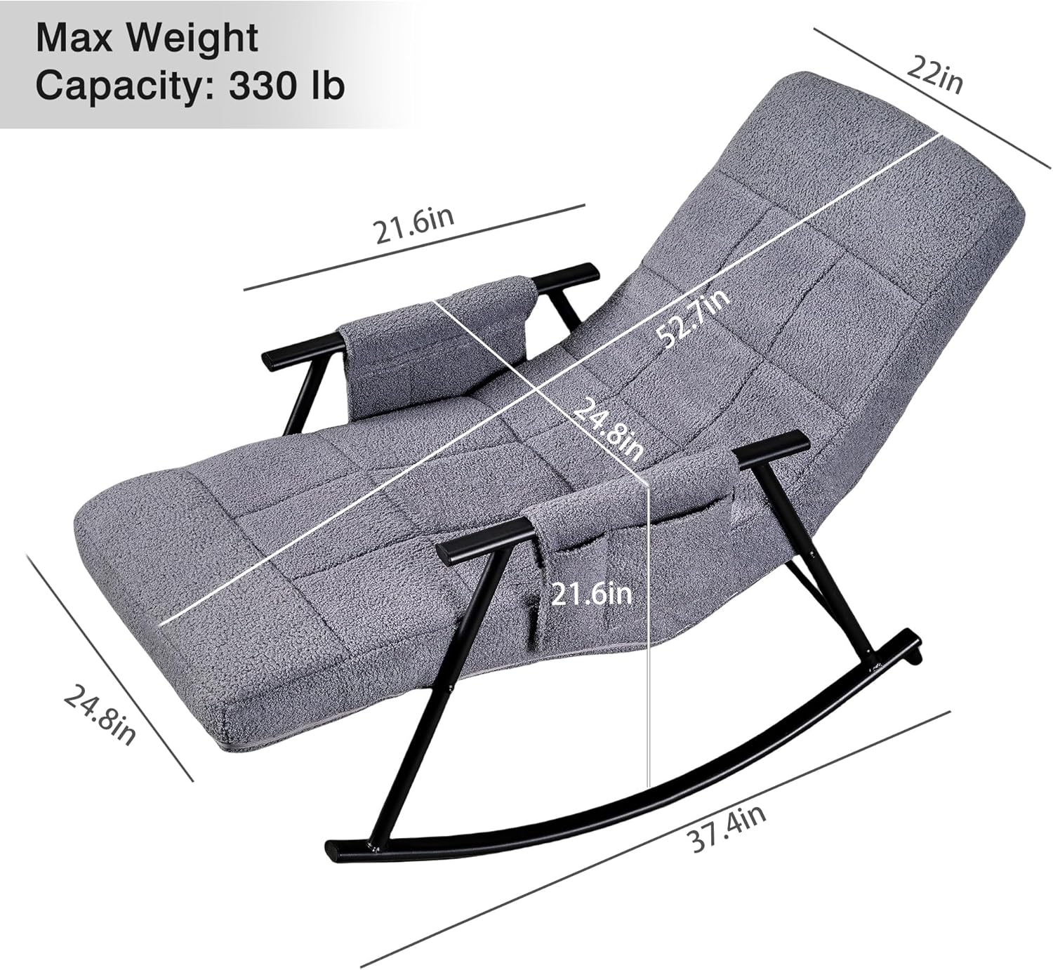 VECELO High Back Nursery Rocking Chair with Foot Rest, Teddy Upholstered Reclining Glider Rocker