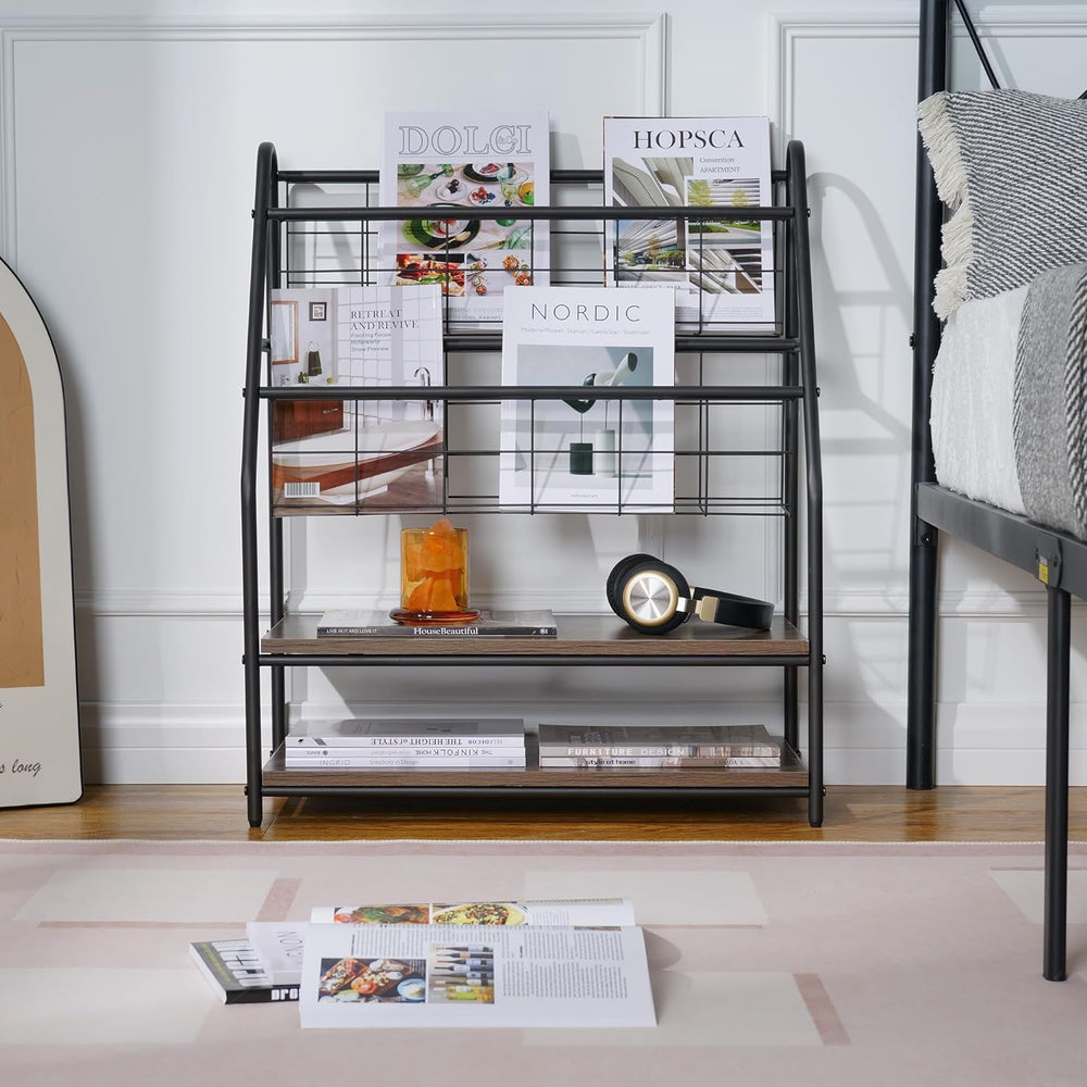 VECELO Newspaper Magazine Holders,2-Tier Metal Racks Brochure Display