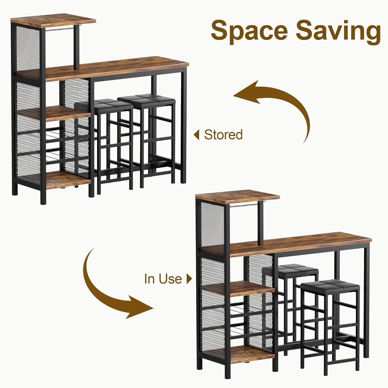 VECELO Bar Table and Chairs for 2 - VECELO