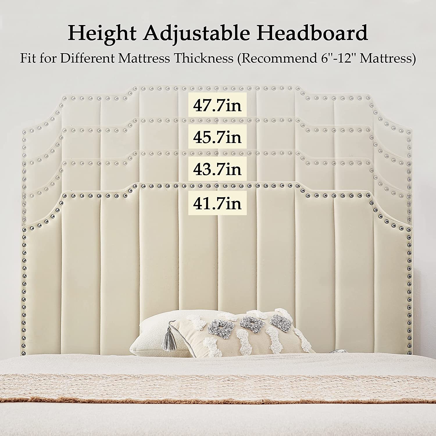 Upholstered Platform Bed Frame with Tufted Adjustable Headboard