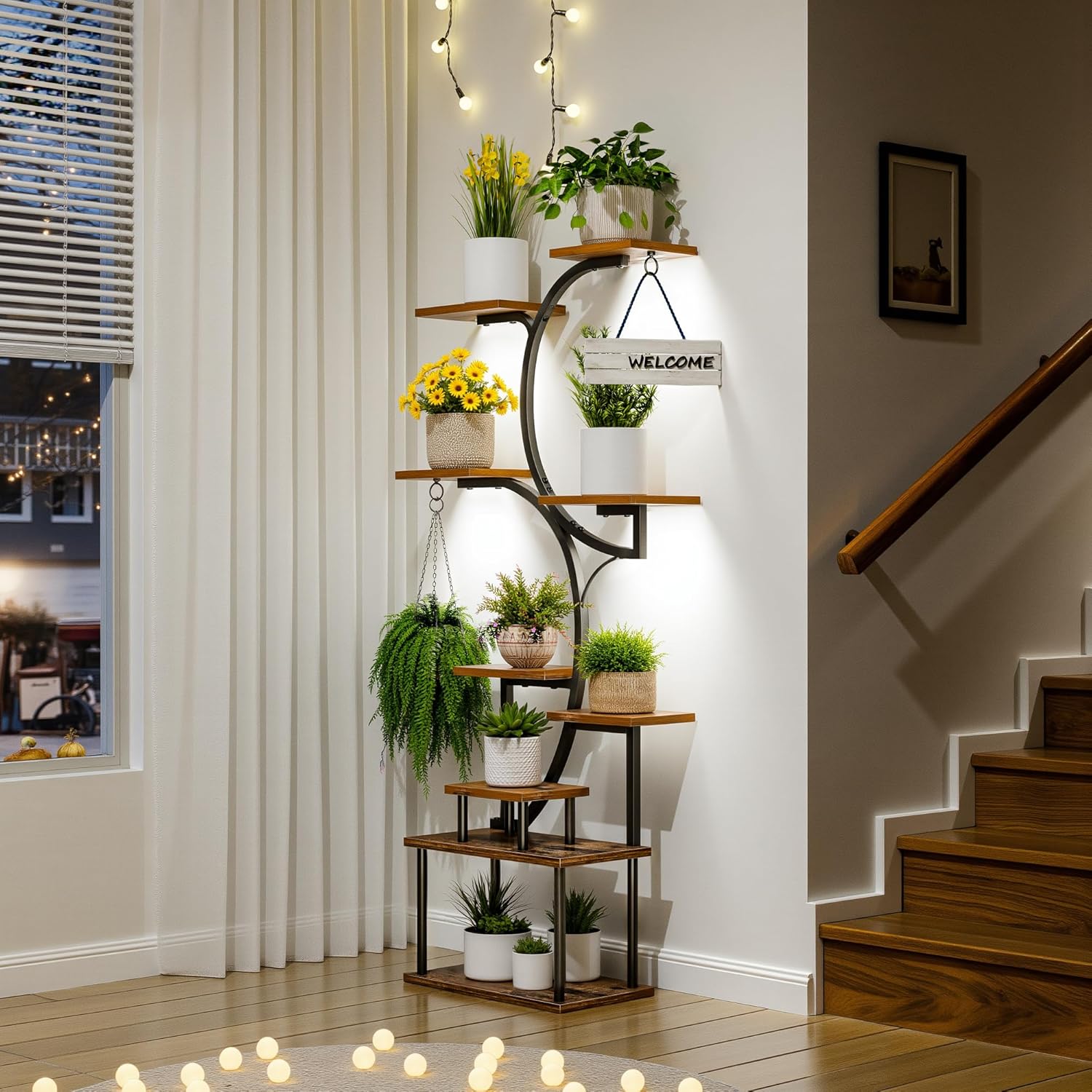 VECELO 66.1" Tall Plant Stand Indoor with Grow Lights