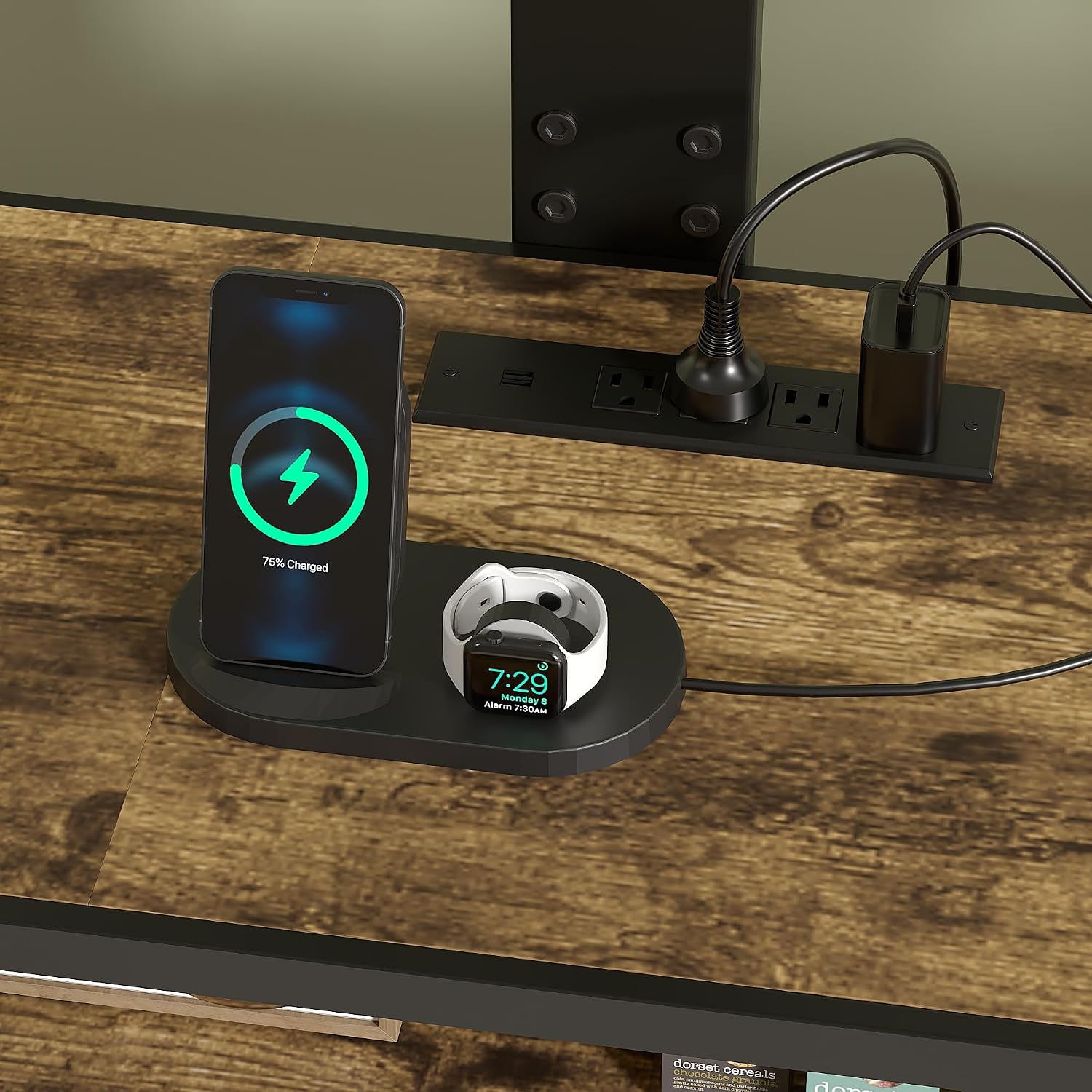 VECELO TV Stand with Mount and Power Outlets