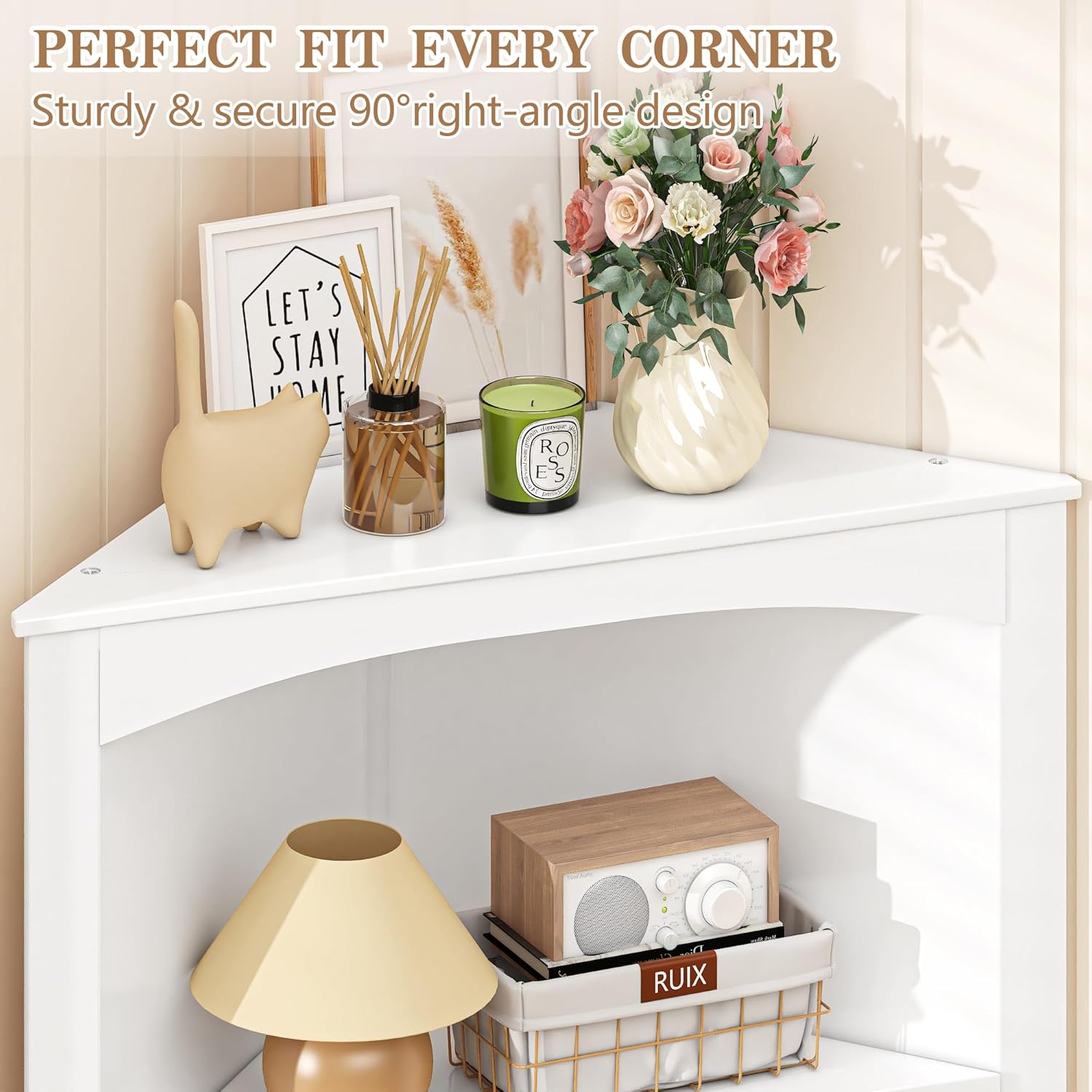 VECELO Tall Corner Cabinet, 68.8'' Storage Cabinet with Doors and Adjustable Shelves