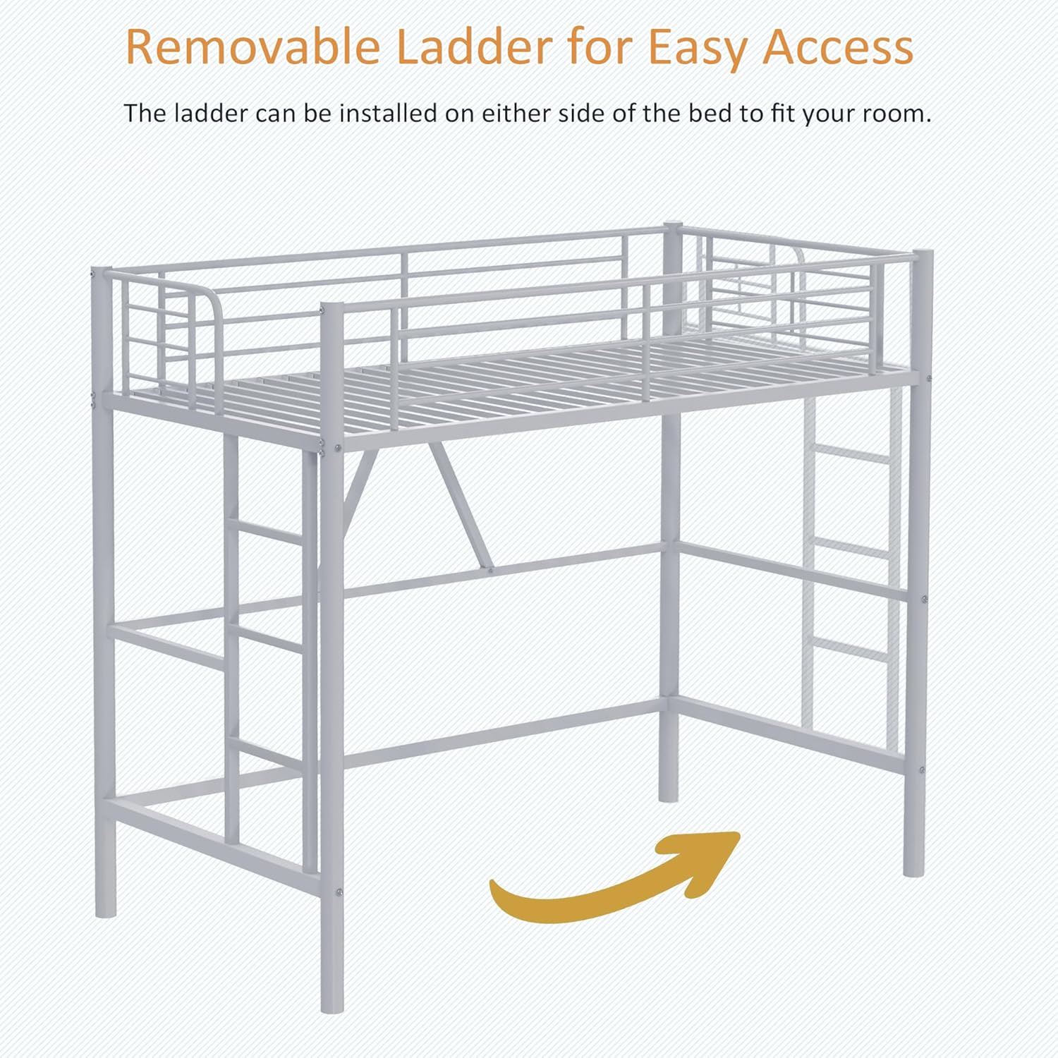 VECELO Metal Loft Bed Twin Size