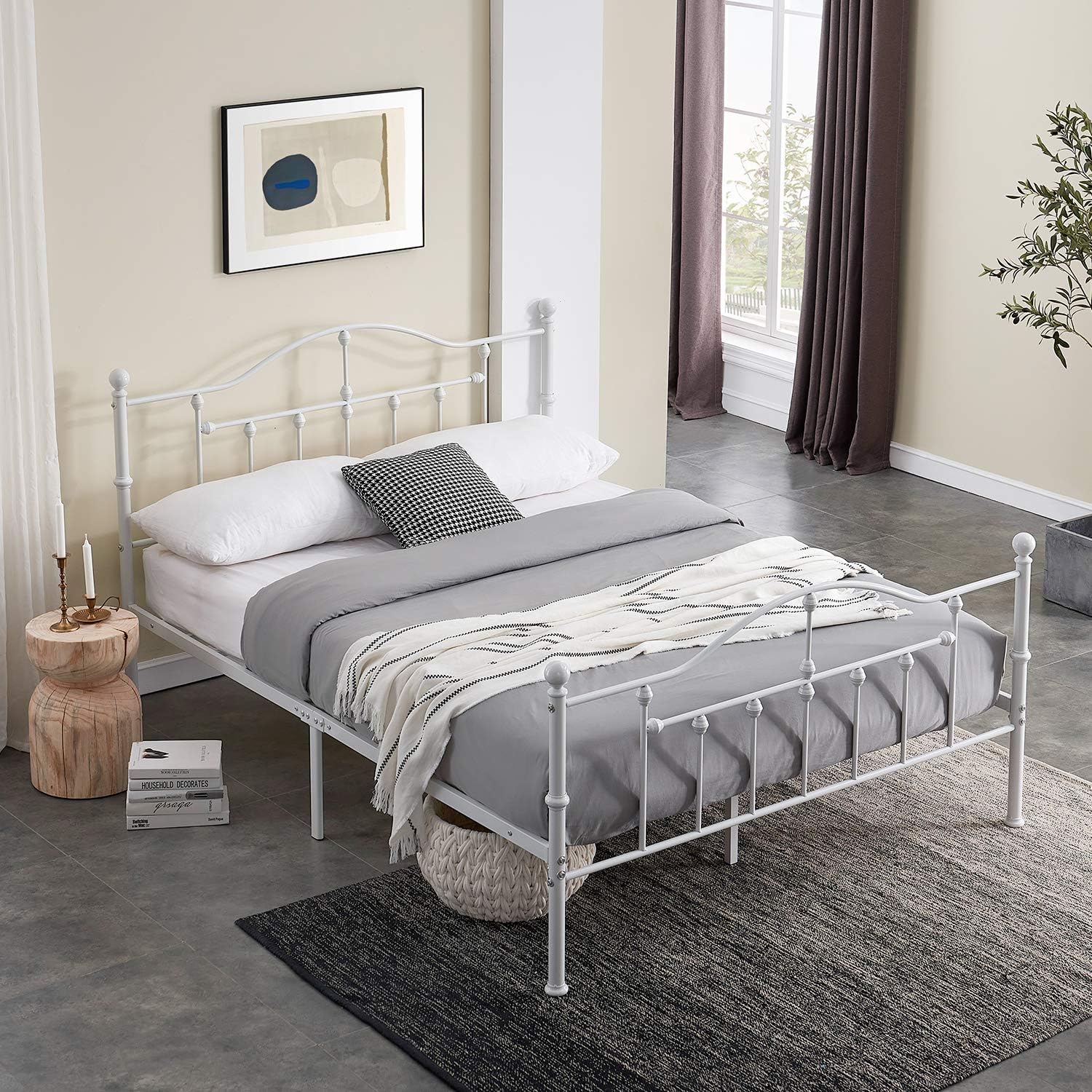 Bed Frame Metal Platform Mattress Foundation/Box Spring