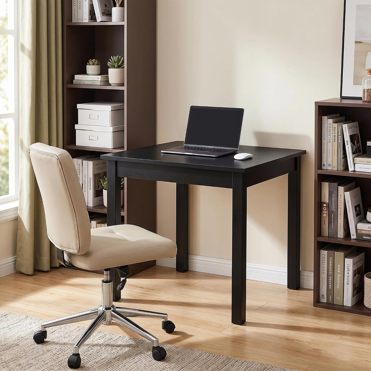VECELO Square Dining Table for 2-4 People  29” x 29” Compact Kitchen Table with Solid Wood Legs