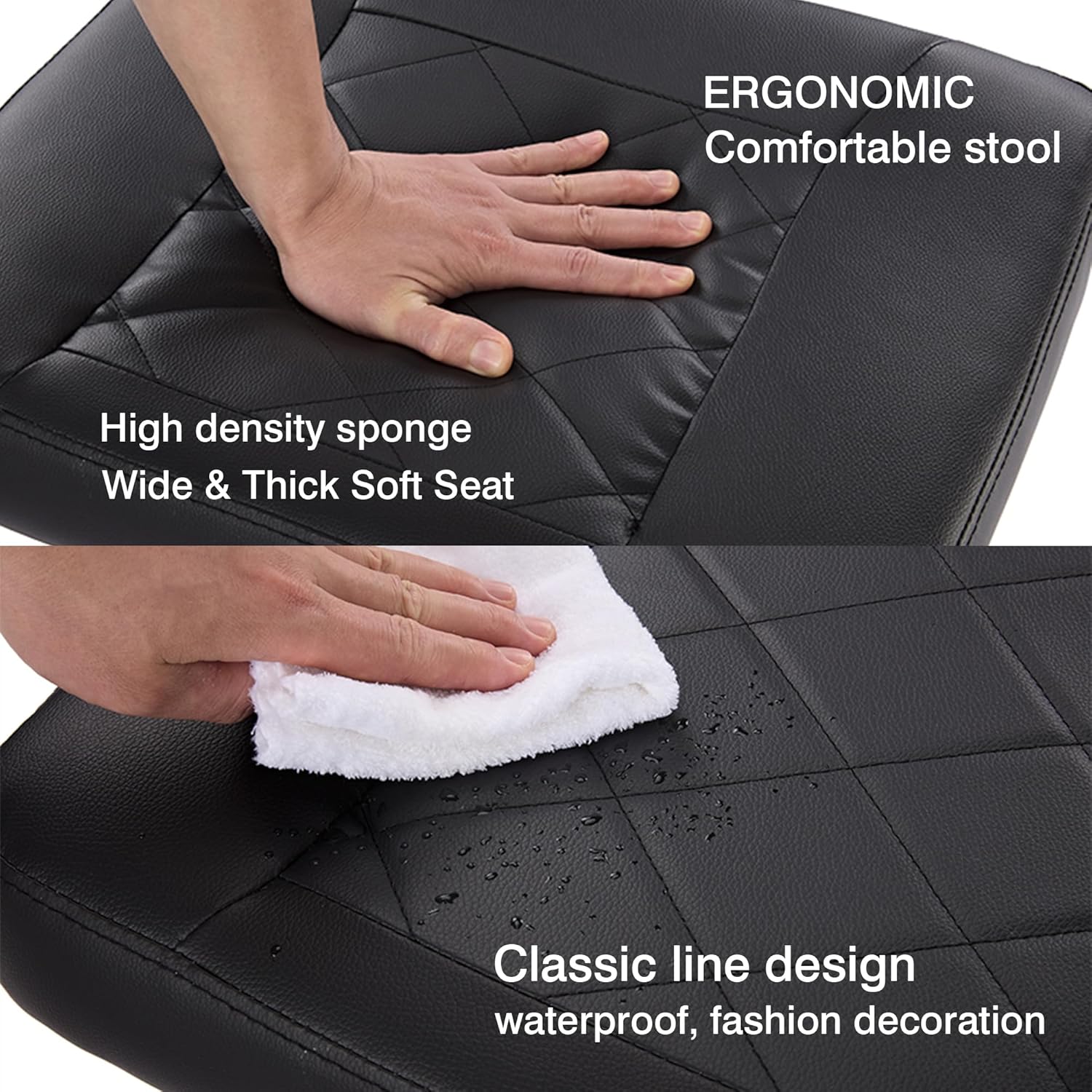 VECELO Under Desk Footrest, PU Ergonomic Foot Rest with Wheels