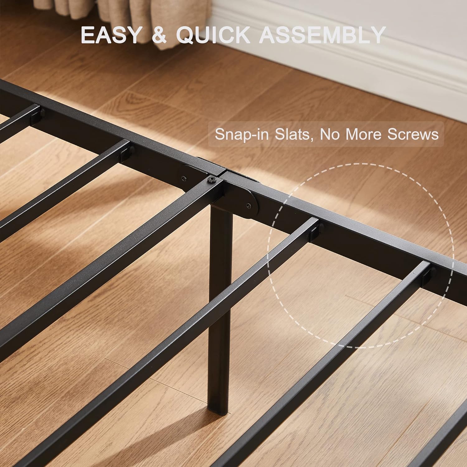 VECELO Platform Bed Frame with Rustic Vintage Wood Headboard/Strong Metal Slats Support