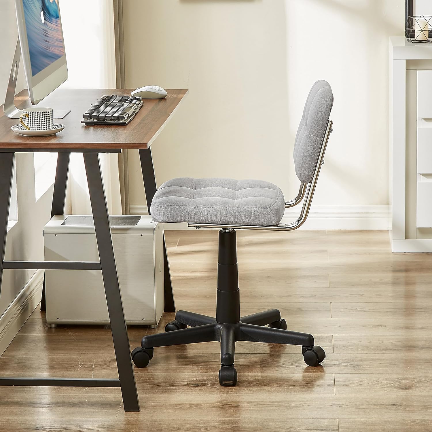 VECELO Modern Armless Home Office Desk Chair for Make Up/Bed Room/Small Space
