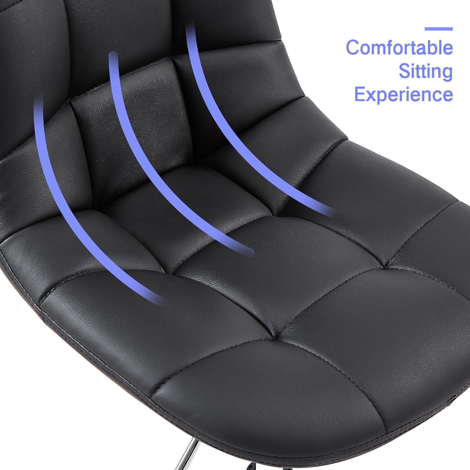 VECELO Modern Armless Home Office Desk Chair, Height Adjustable, PU Leather 360 Degree Swivel with Wheels
