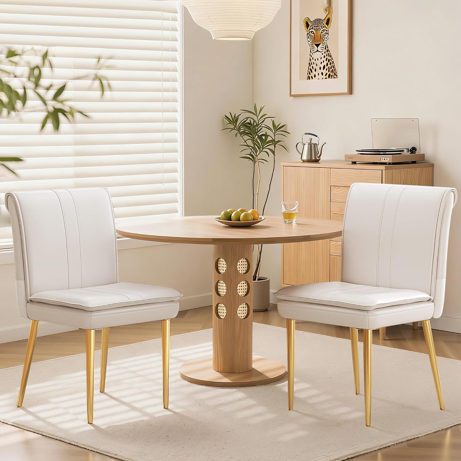 VECELO Upholstered PU Dining Chairs Set of 6
