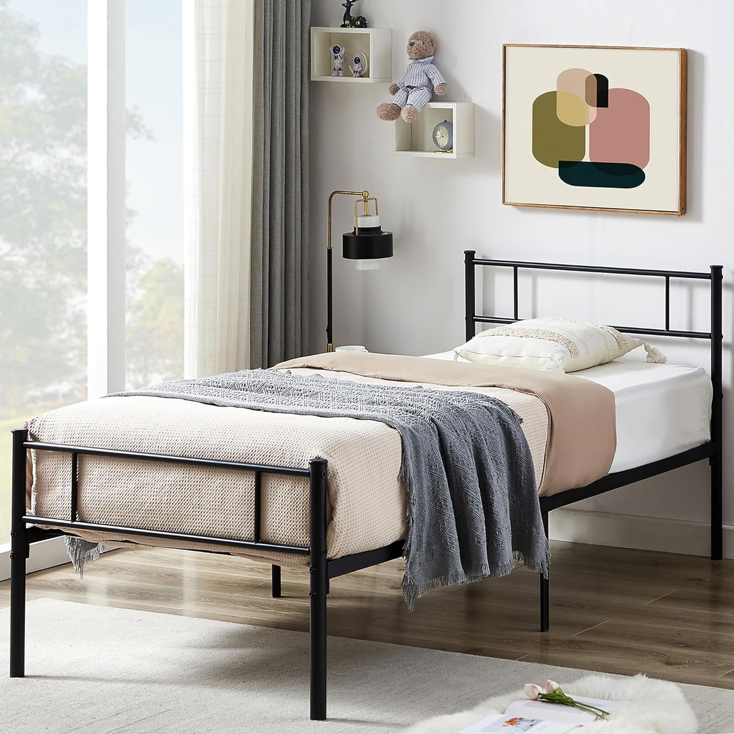 VECELO Platform Bed Frame with Headboard and Footboard, 12'' Under-Bed Storage & Strong Metal Slats Support