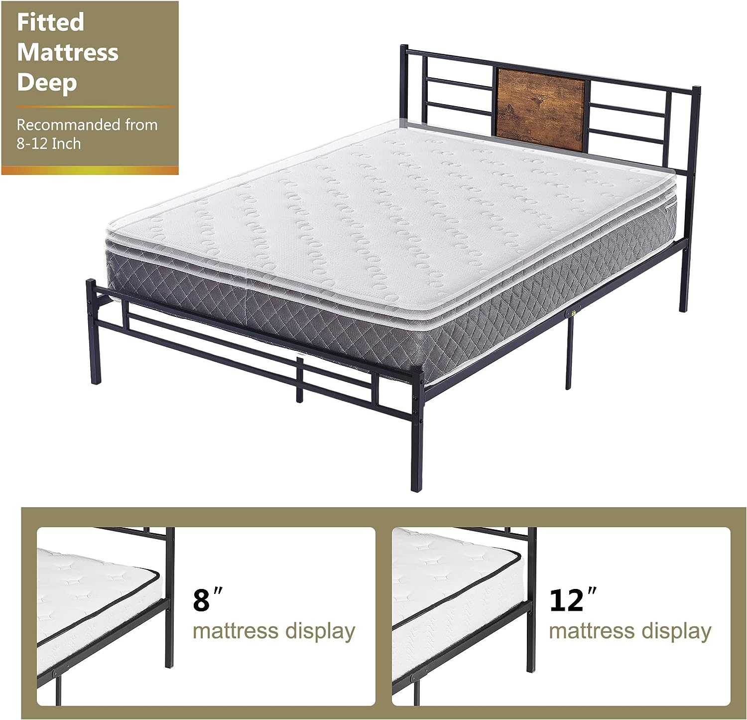 VECELO Platform Bed Frame Mattress Foundation with Headboard and Footboard