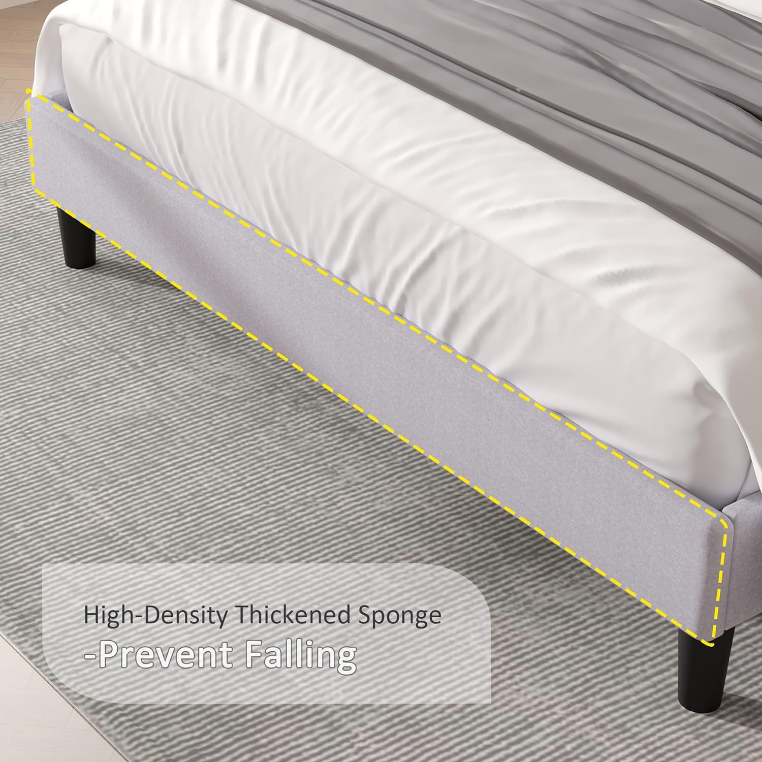 VECELO Bed Frame with Upholstered Wingback Headboard - VECELO