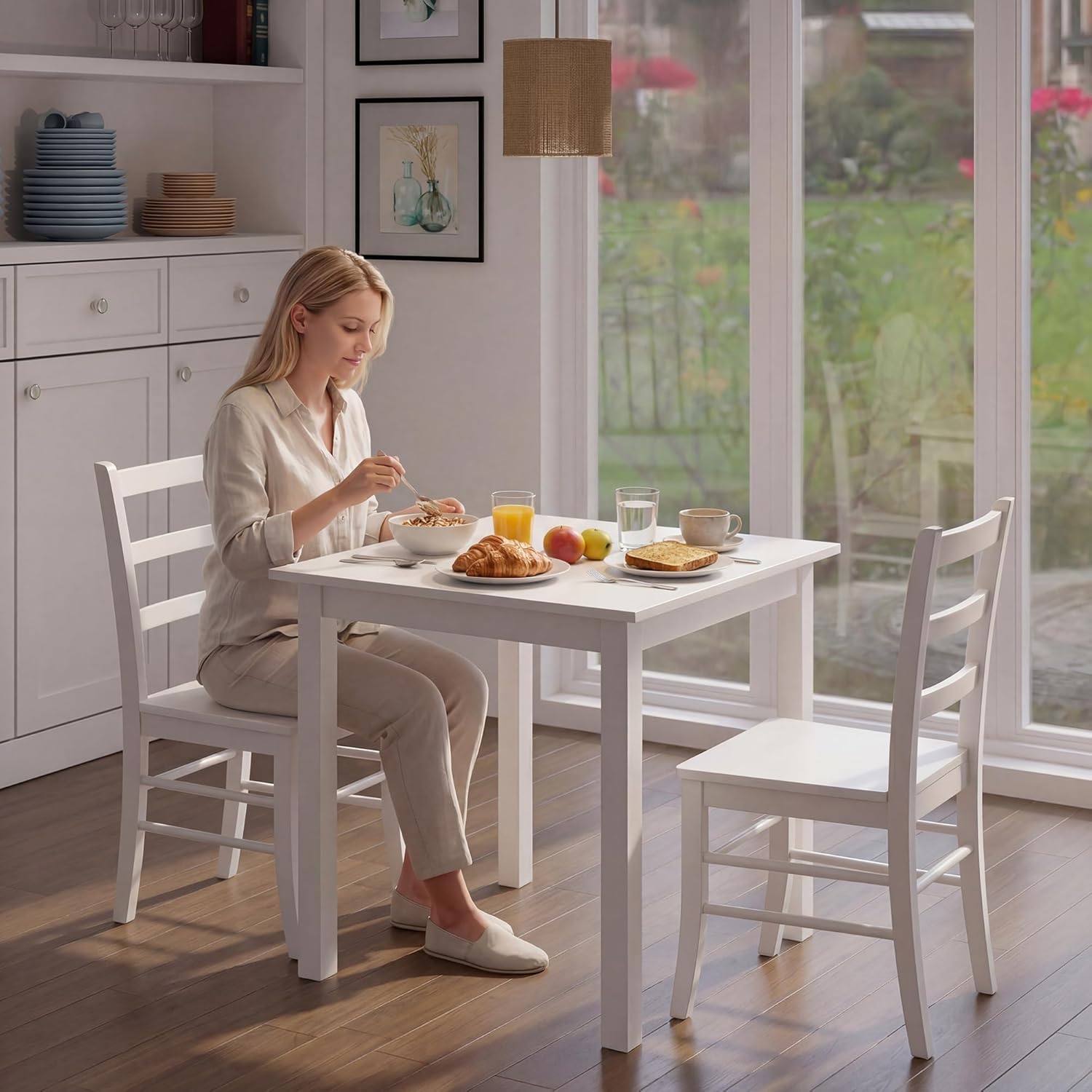 VECELO Square Dining Table for 2-4 People