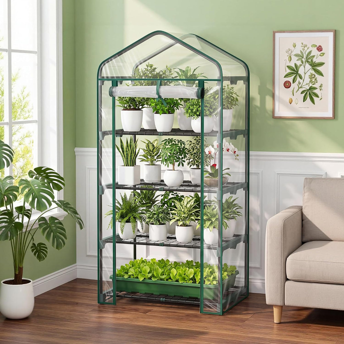 VECELO 4-Tier Greenhouse Portable Plant Green House