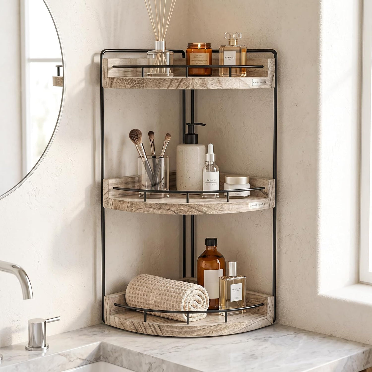 VECELO 2/3-Tier Free Standing Corner Shelf