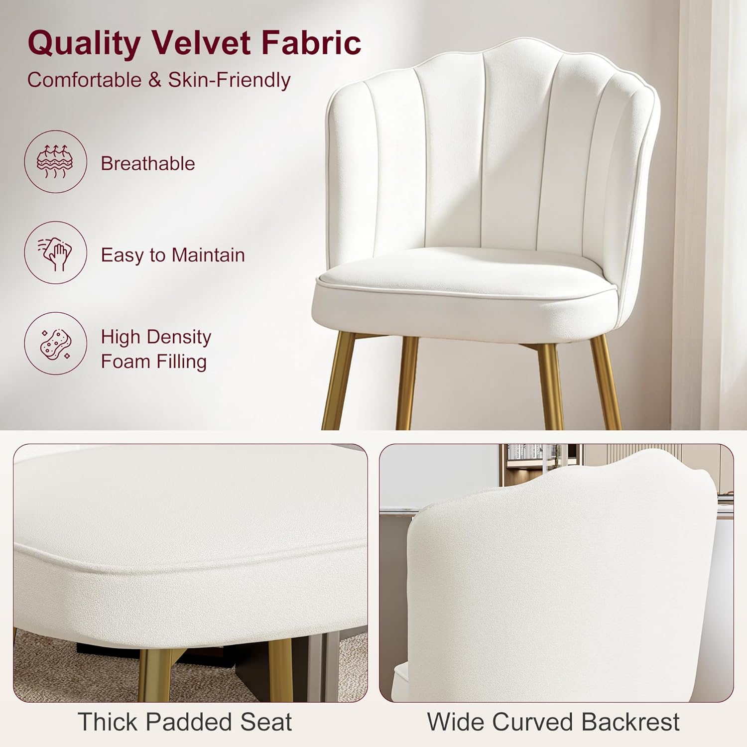 VECELO Velvet Dining Chairs Set of 4