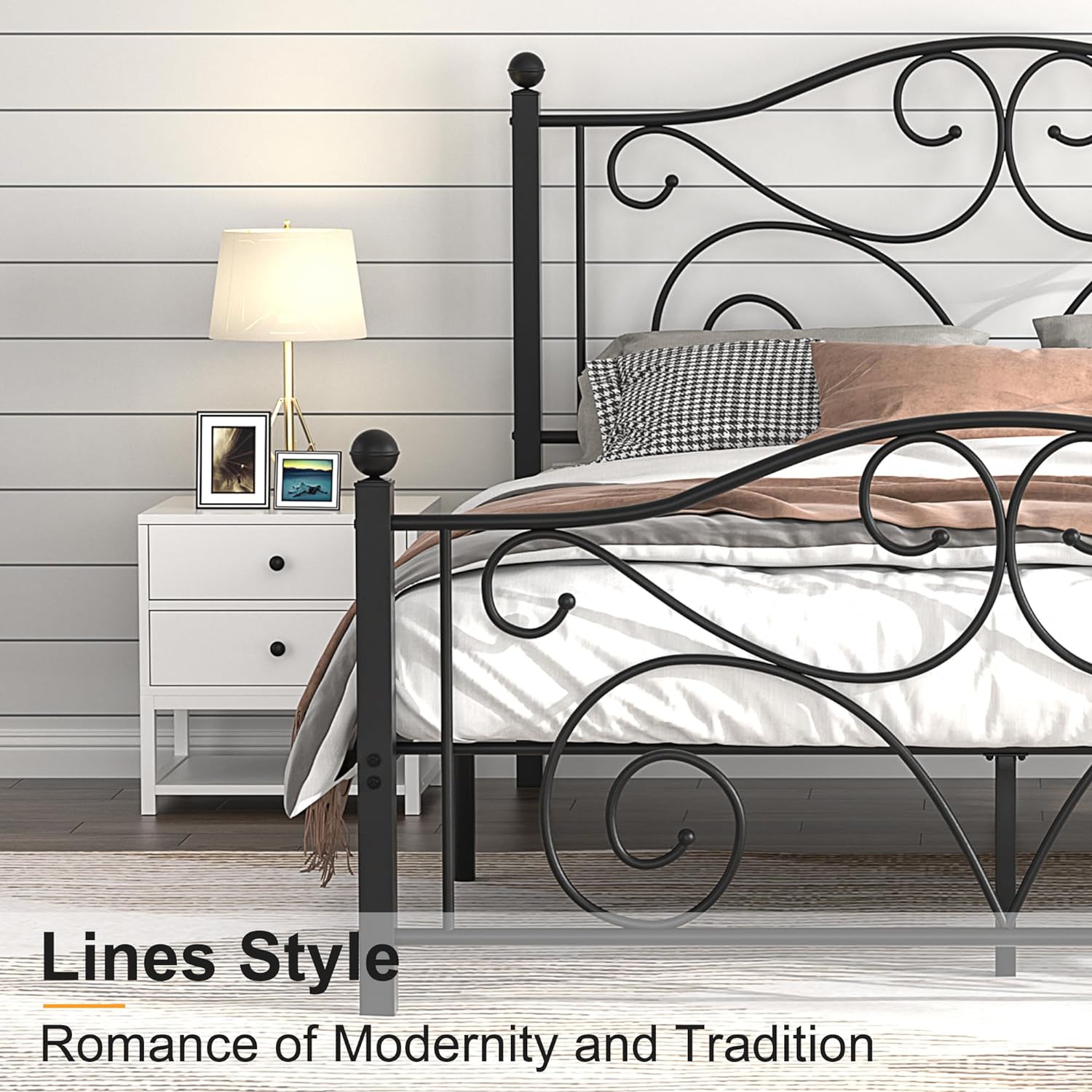 VECELO Classic Metal Bed Frame Mattress Foundation - VECELO