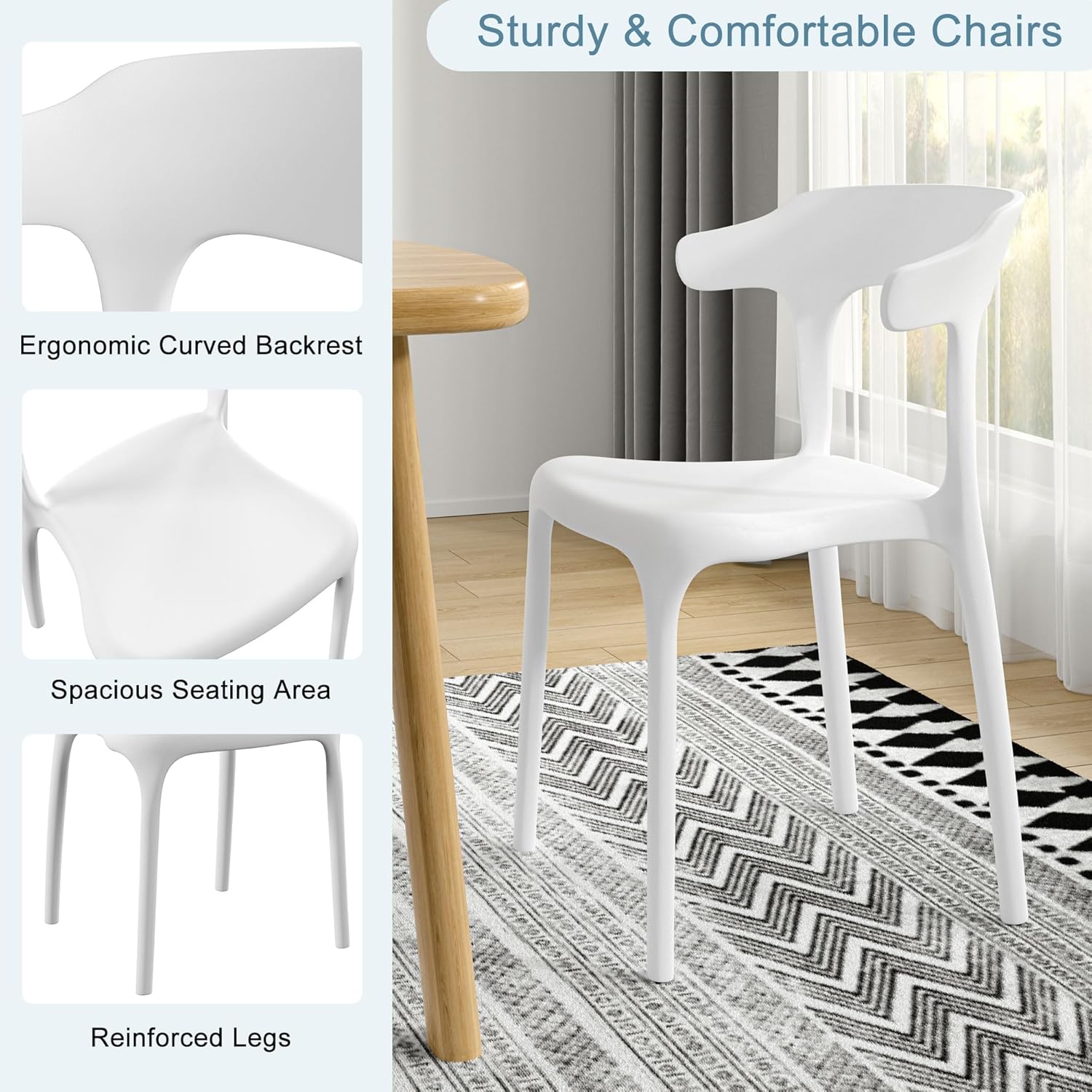 VECELO 4 Pack Plastic Stacking Chairs