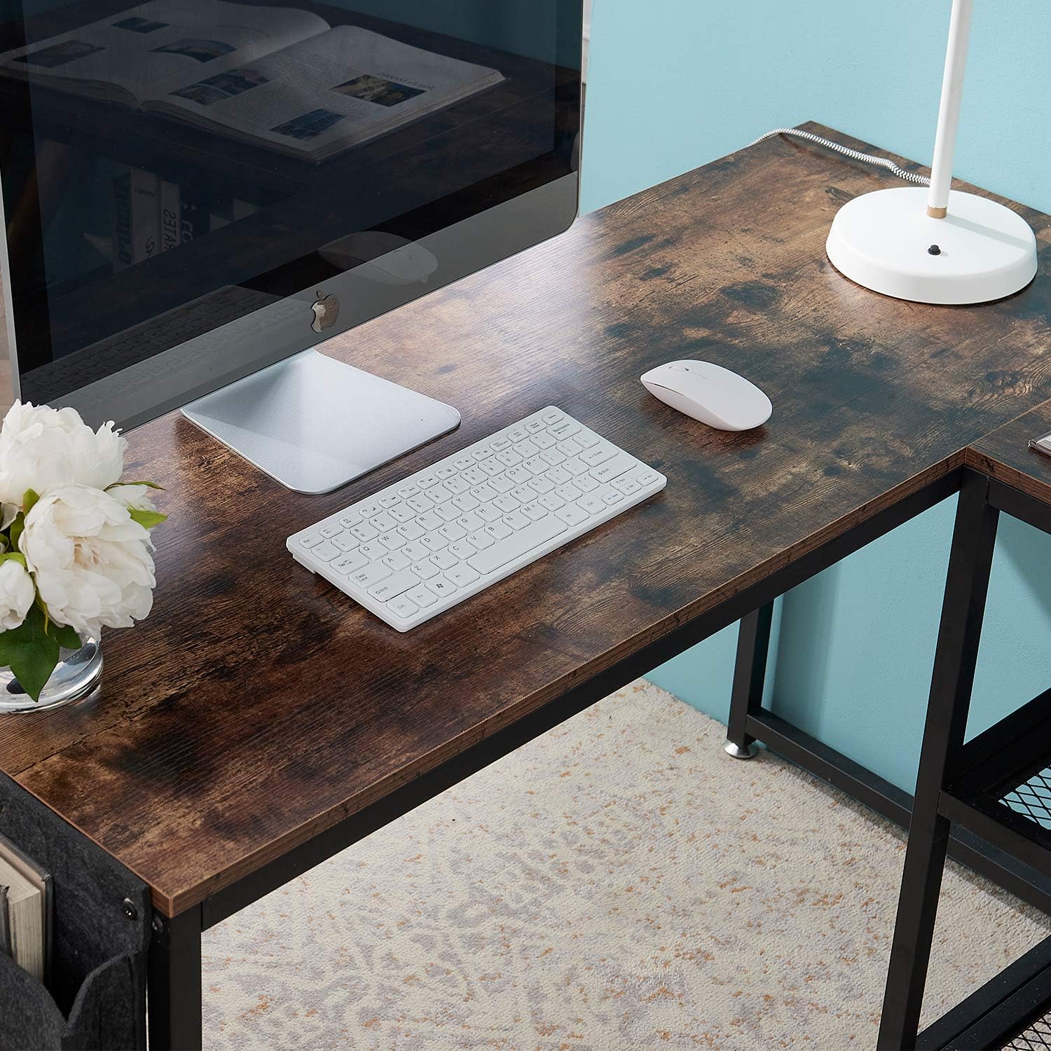 VECELO Computer Desk 47" L Shaped Heavy Duty Home Office Table - VECELO