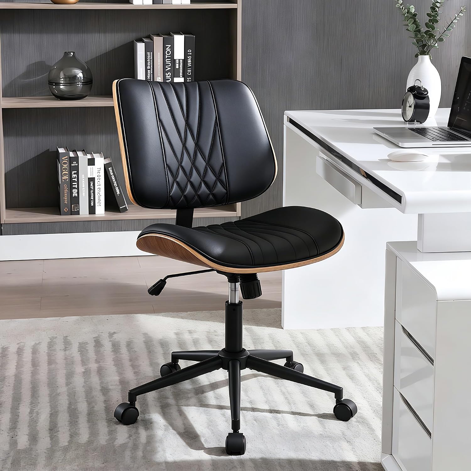 VECELO Armless Office, Computer, Desk Chair with Wheels