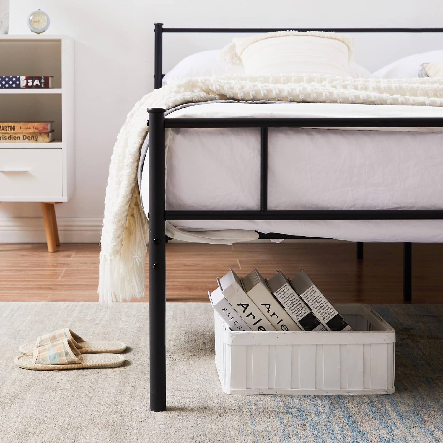 VECELO Platform Bed Frame with Headboard and Footboard, 12'' Under-Bed Storage & Strong Metal Slats Support