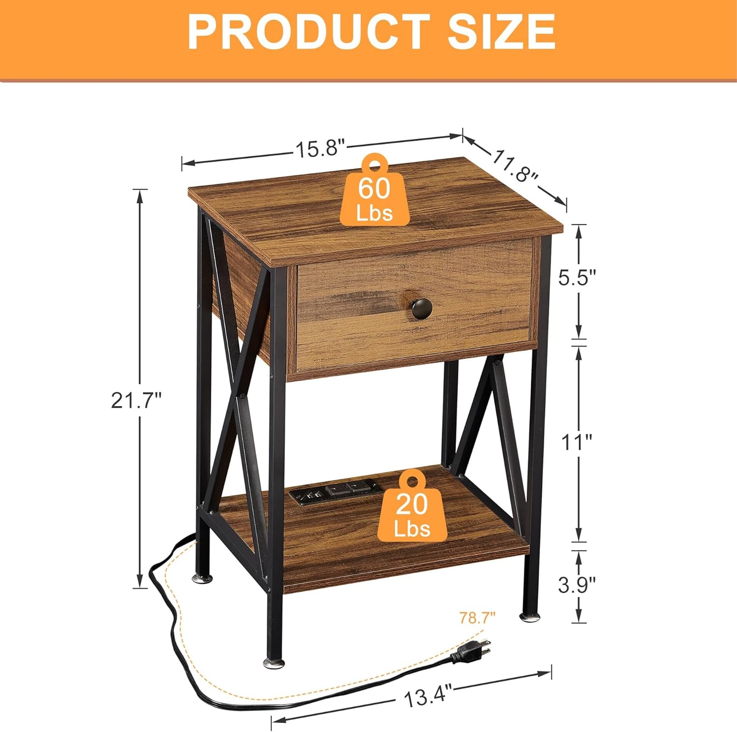 VECELO Nightstand Set of 2