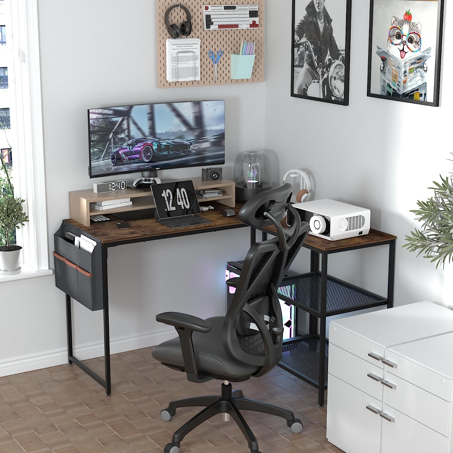 VECELO Computer Desk 47" L Shaped Heavy Duty Home Office Table - VECELO