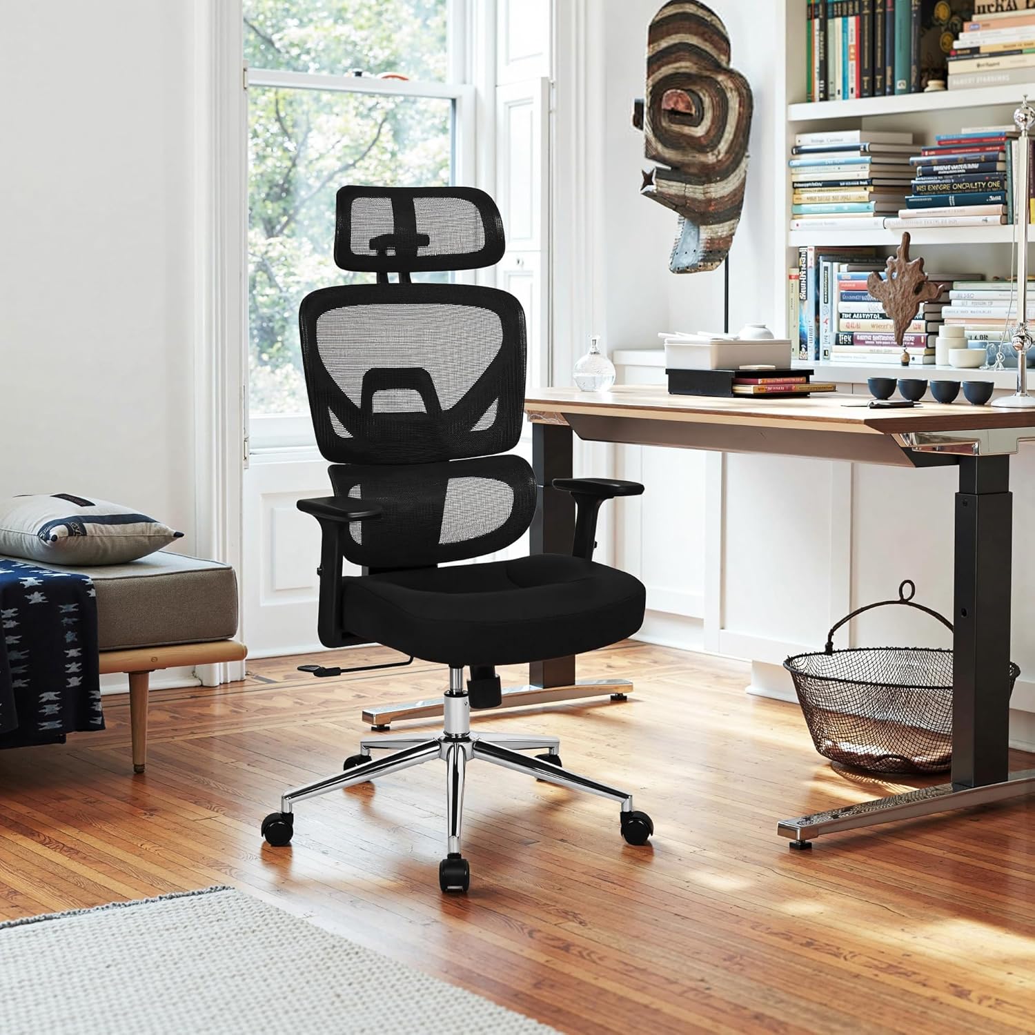 VECELO High Back Ergonomic Office Chair, Big and Tall Mesh Desk Chair with Wheels