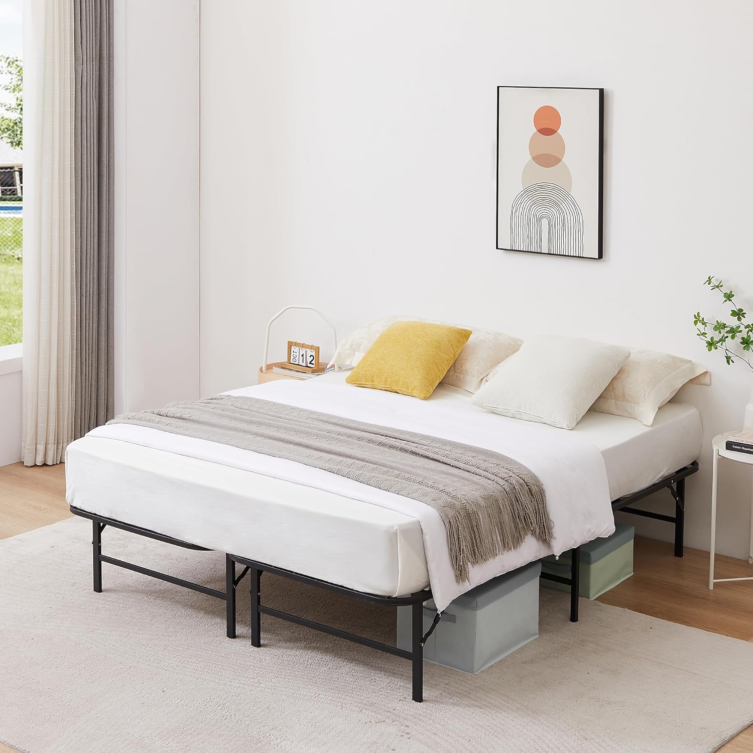 VECELO Metal Folding Bed Frame No Tools Required