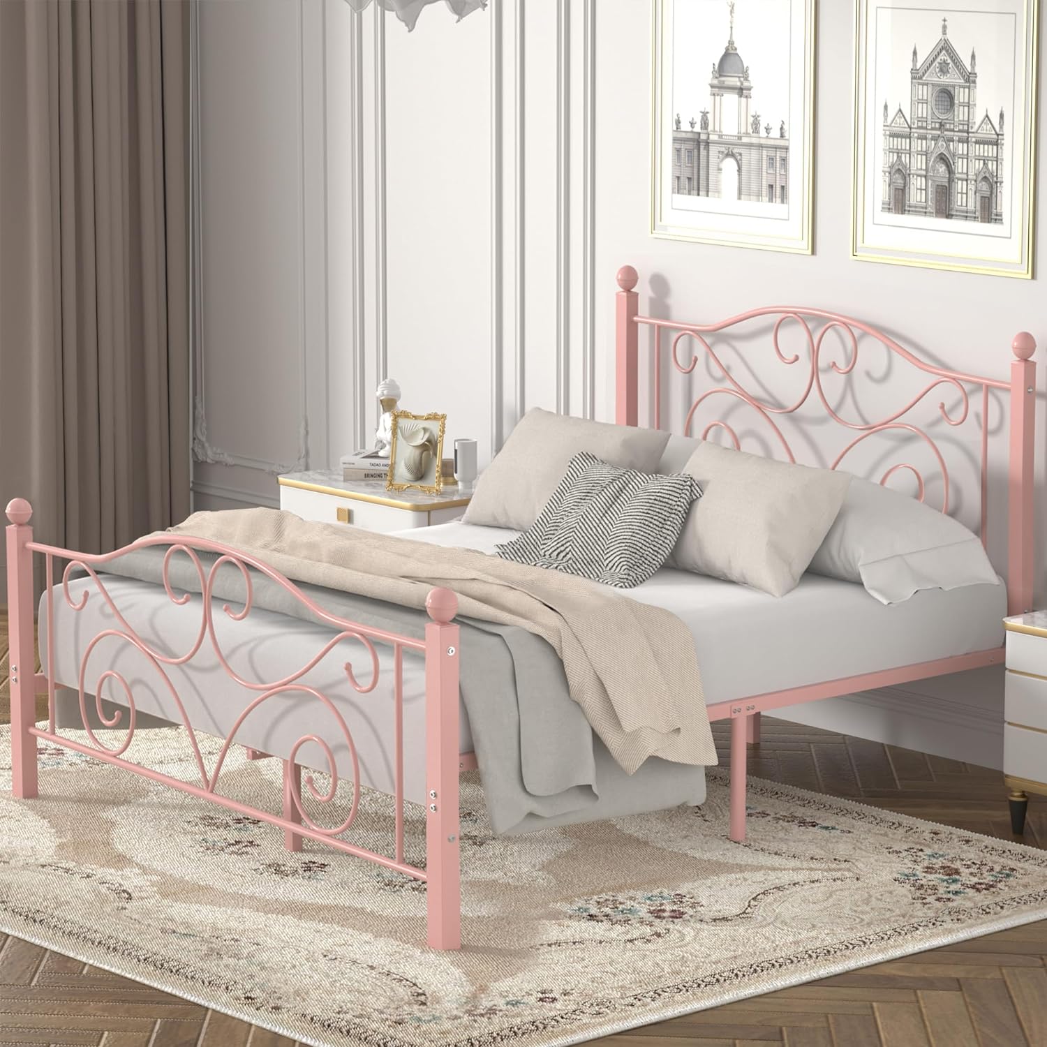 VECELO Classic Metal Bed Frame Mattress Foundation - VECELO