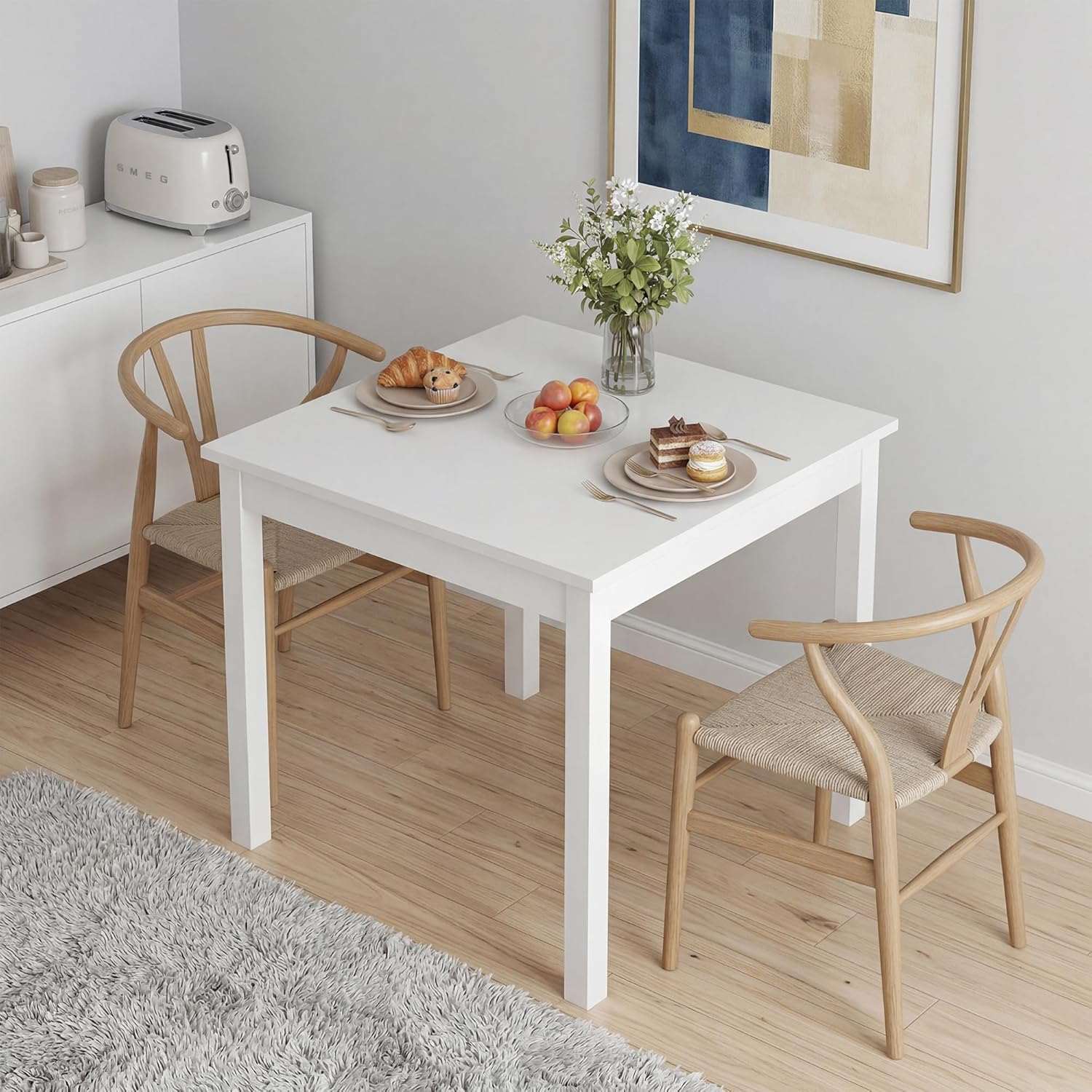 VECELO Square Dining Table for 2-4 People