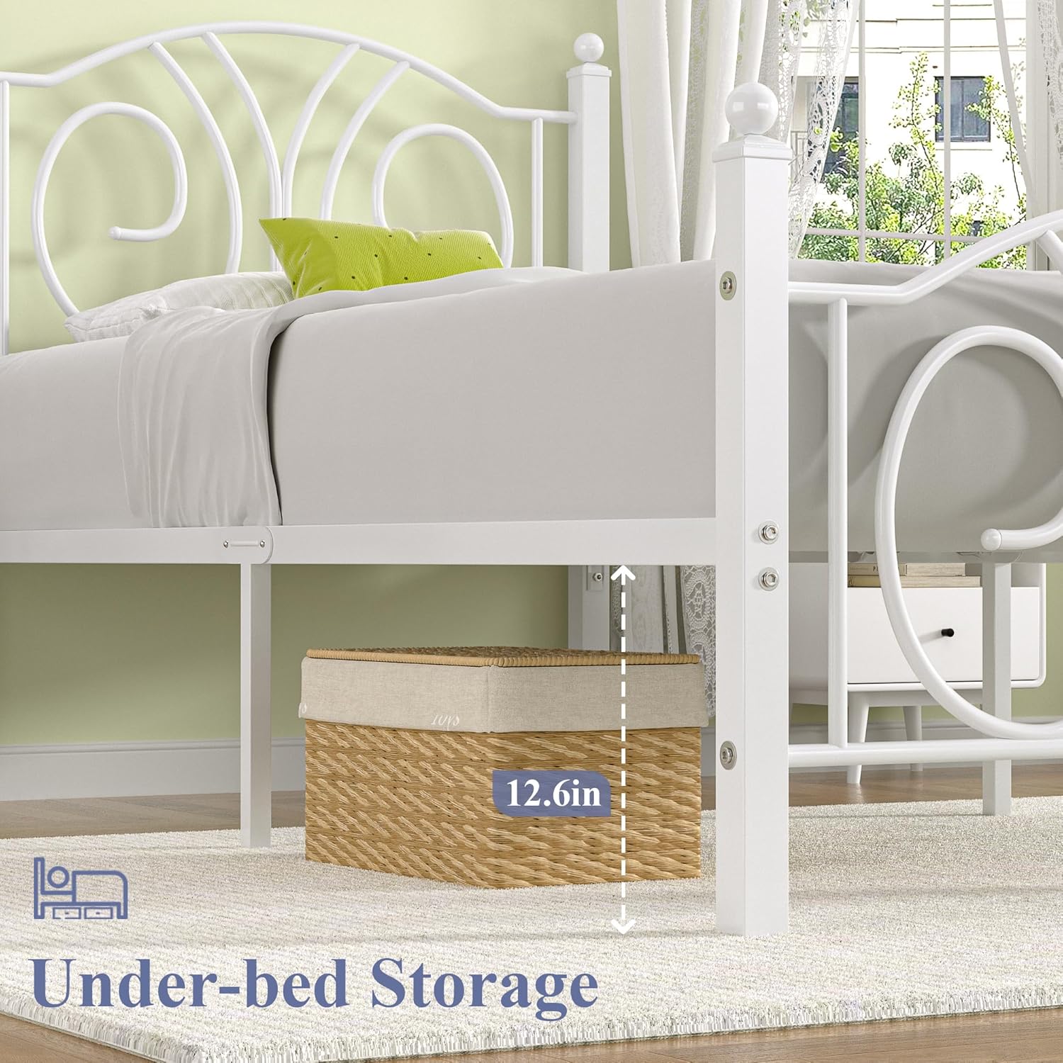 STOCK II SIDE BOARD 幅180cm VECELO Classic Bed Frame, Gray Metal Frame，Full Size