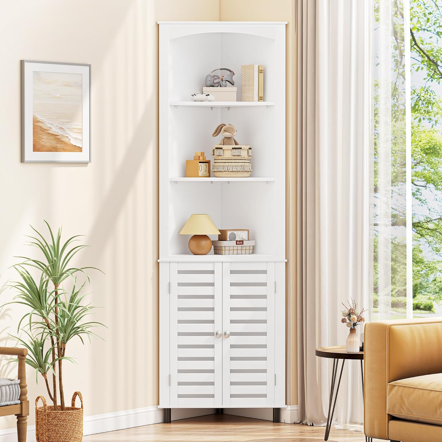 VECELO Tall Corner Cabinet, 68.8'' Storage Cabinet with Doors and Adjustable Shelves