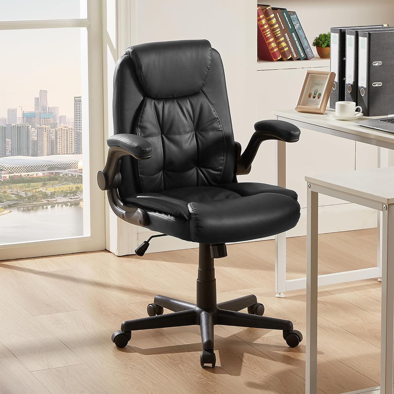 Executive High Back PU Leather Office Chair Rolling Swivel Black