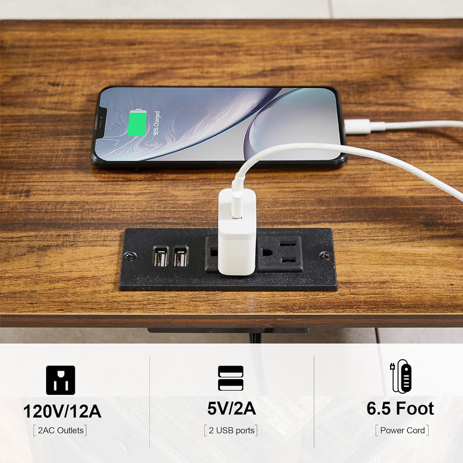 VECELO Modern Bedside End Tables with Charging Station & USB Ports, 1 Pack/2 Packs