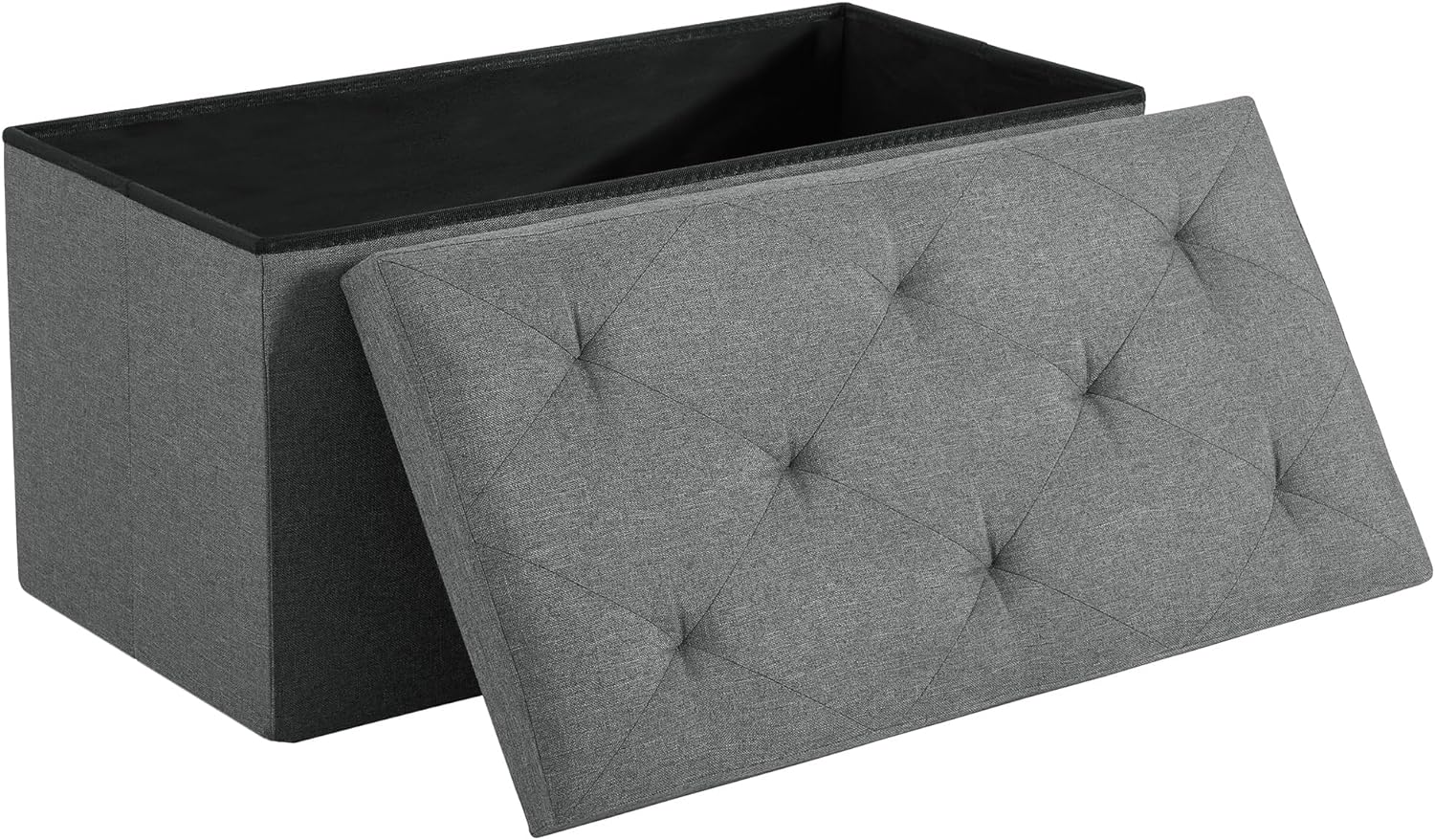 VECELO Folding Storage Ottoman Bench, Storage Chest, Linen Fabric