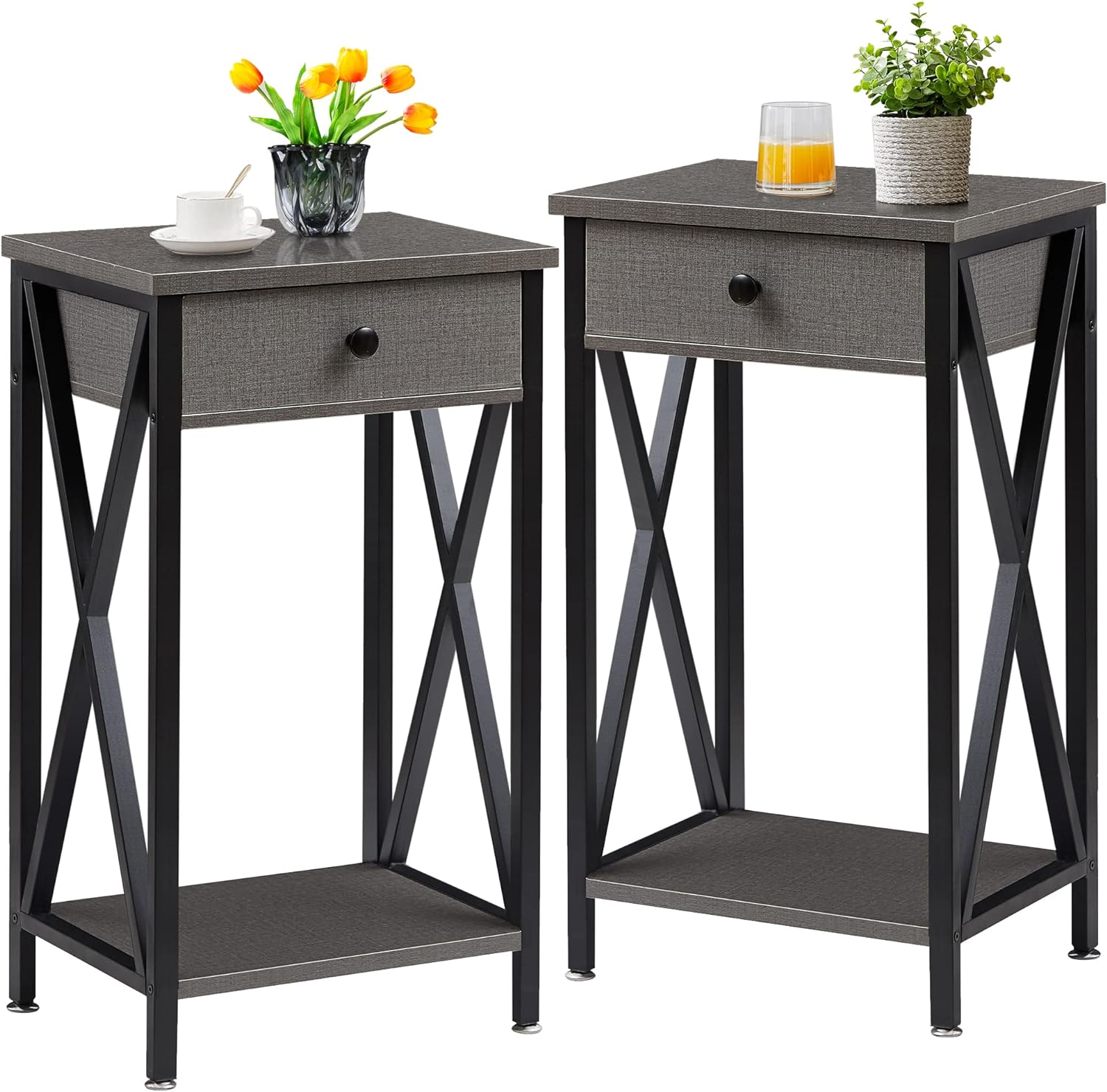 VECELO 27.6‘’ Tall Nightstand End Side Table, 1 pack/2 packs