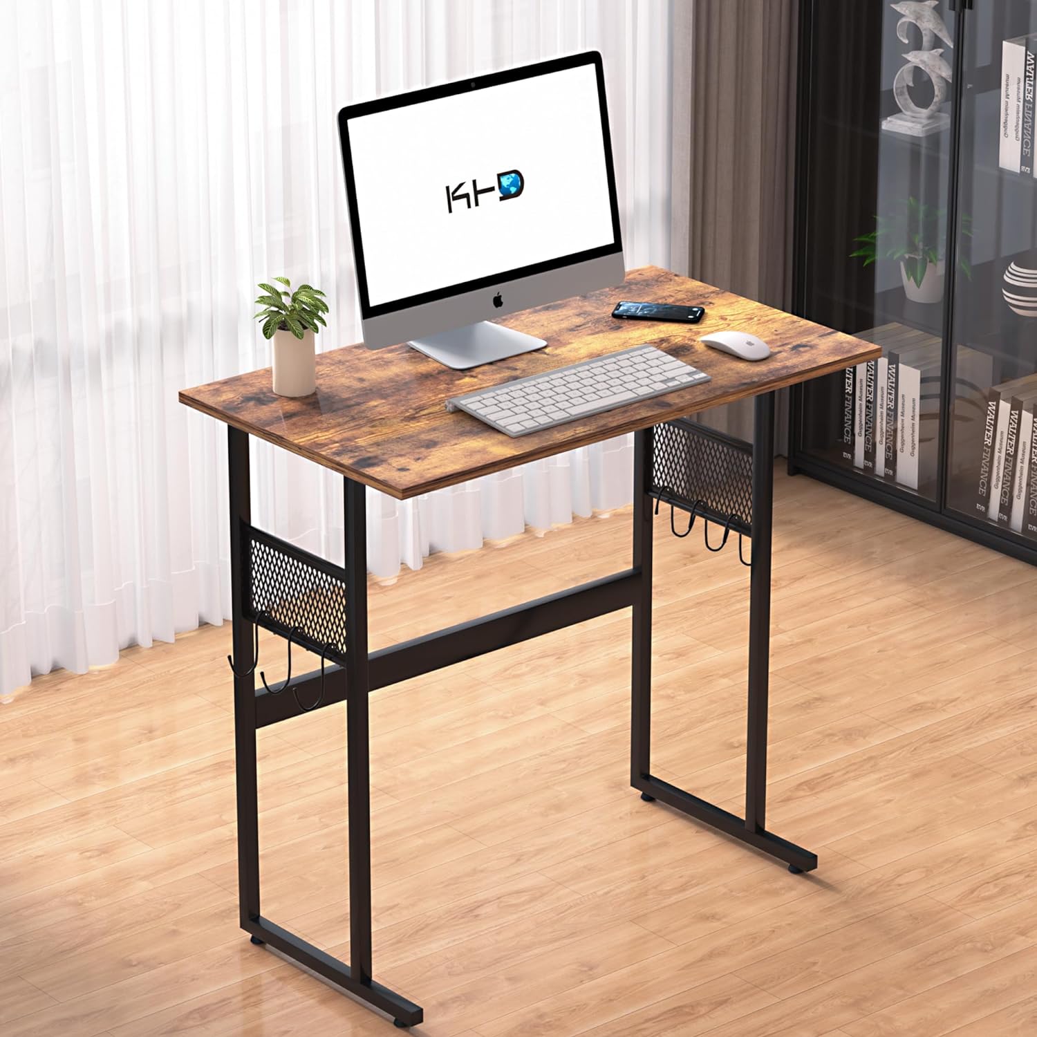 VECELO Computer Desk with Storage Sturdy Laptop No Assembly Required Study Table