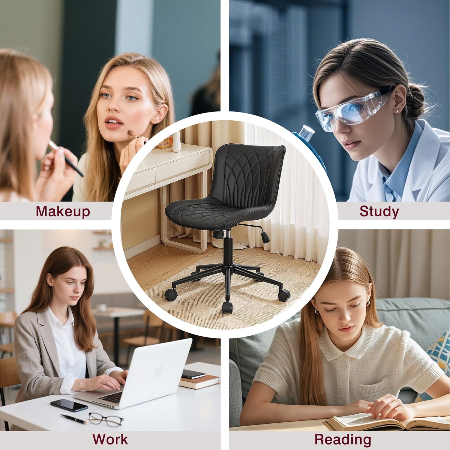 VECELO Mid-Back Desk Chair with Adjustable Height